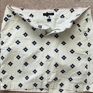 White and Navy Patterned Skirt